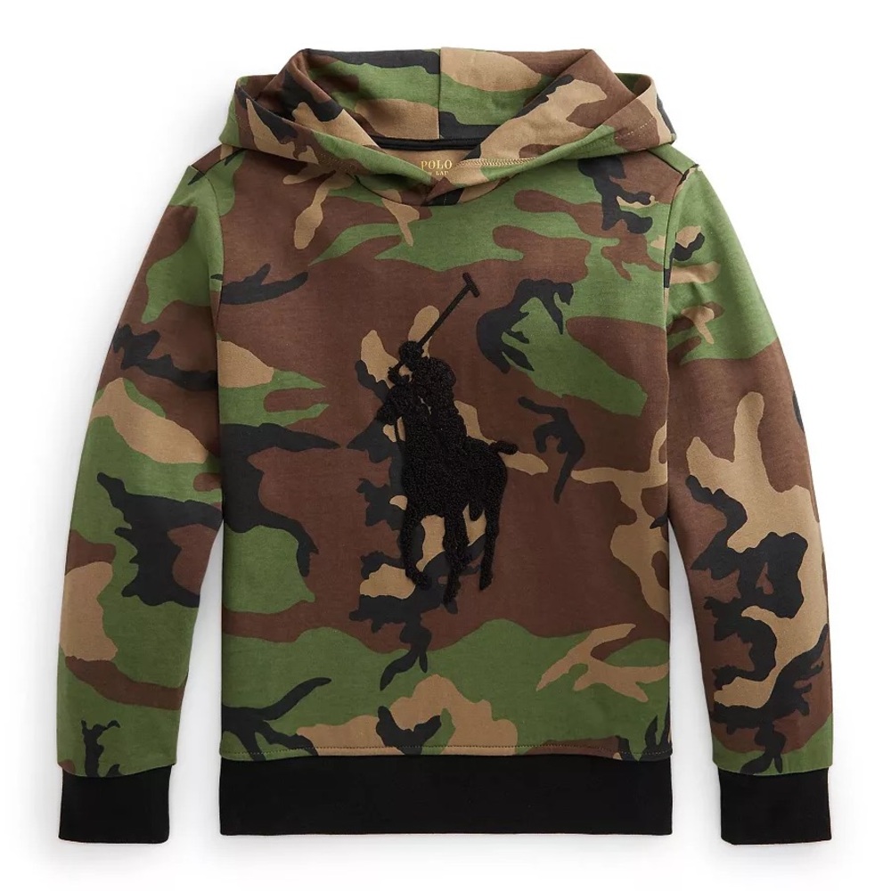 Polo by Ralph Lauren Green/Brown Camo Hoodie with Black Pony